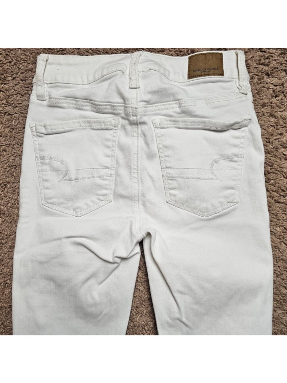 American Eagle Jeans Womens 0 25x27 White High Rise Jegging Denim Distressed - Picture 5 of 9